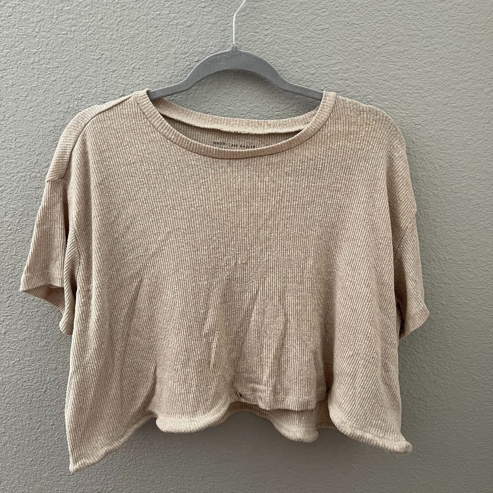 American Eagle - Tan Ribbed Crop Top